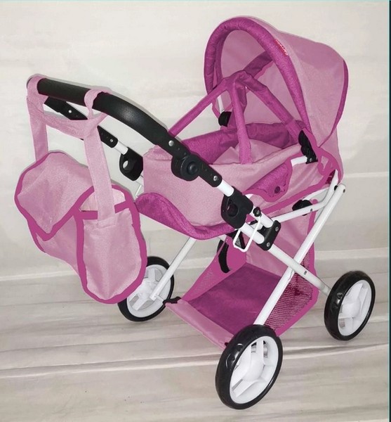 Коляска для ляльки CARRELLO UNICO 9346 ROSE з сумкою метал.кор.45*15*36,5 /1/ (шт.)