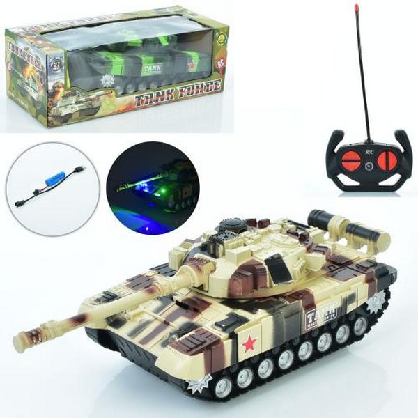 Танк 6878-A (24шт) р/к, акум, 28см, звук, світло, USBзарядне, 2 кольори, в кор-ці, 26-9-11,5см (шт.)