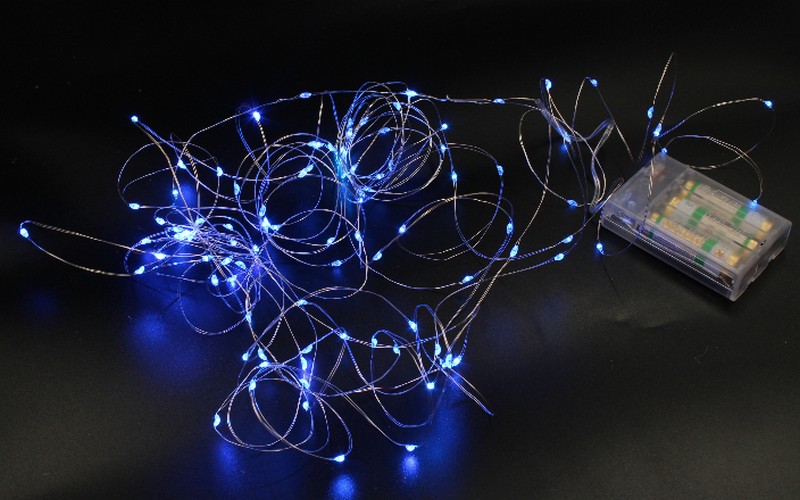 Xmas гірлянд 100 Led10m на мідному дроті (Крапля роси) B Синя від батарейок + USB (200) 7290 (шт.)