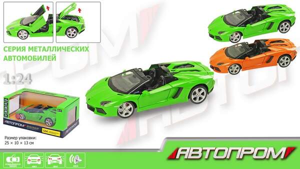 Машина метал 68274A (12шт/2)"АВТОПРОМ",1:24 Lamborghini, 2 кольори, бат,світло,зв,відкр.двері,капот, (шт.)