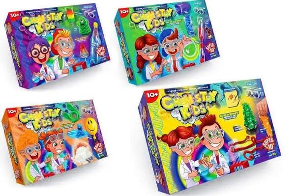 Безпечний освітній набір для проведення дослідів "CHEMISTRY KIDS" укр (4) CHK-01-01U,02U,03U,04U (шт.)
