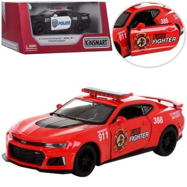 Модель легкова CHEVROLET CAMARO ZL1 5'' KT5399WPR Police/FireFighter метал.інерц.відкр.дв.кор./96/ (шт.)