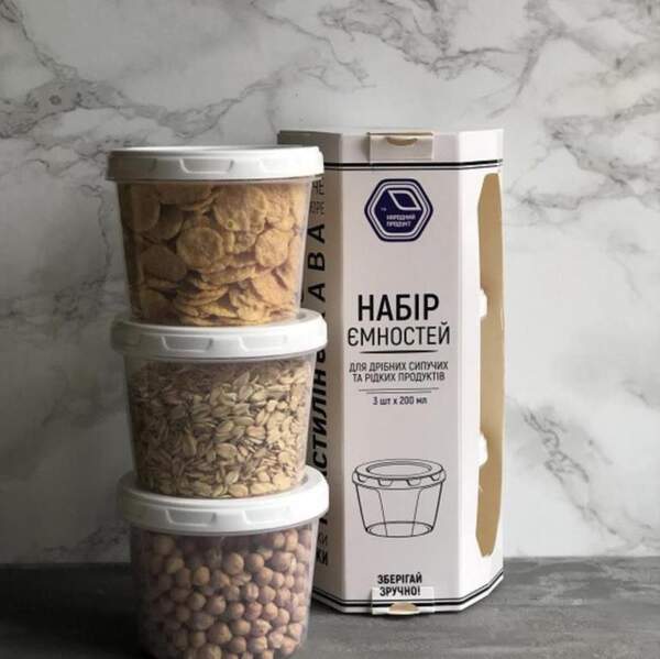 88 Набір ємностей для дрібних сипких та рідких продуктів 3х0,2л. у картонній упаковці (шт.)