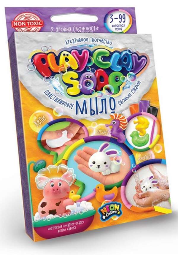 Набір креативної творчості "Пластилінове Мило "PLAY CLAY SOAP" малий укр (32) PCS-02-01U,02U,03U,04U (шт.)