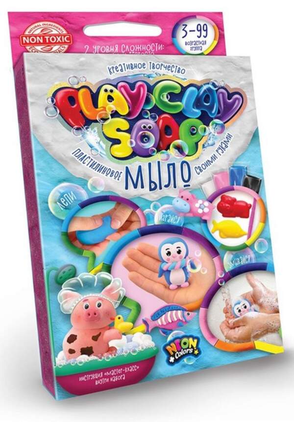 Набір креативної творчості "Пластилінове Мило "PLAY CLAY SOAP" середній укр (16) PCS-03-01U,02U,03U, (шт.)