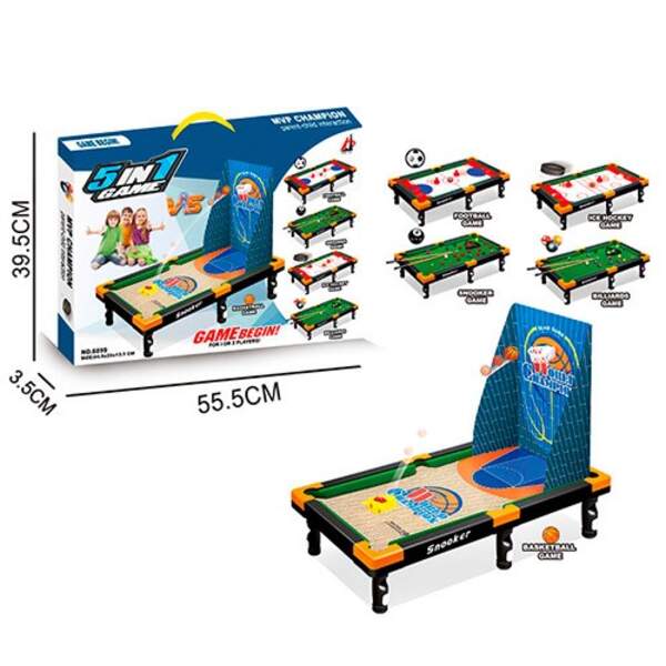 Настольная игра 6899 (24шт) 5в1(бильярд-2в,футбол,хоккей,баскетбол),на ножках,55-30см,кор, 56-40-4см (шт.)