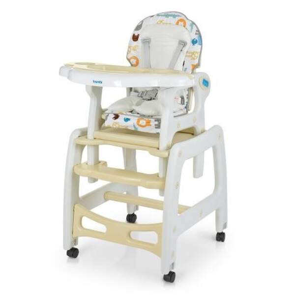 Стільчик M 1563 Animal Beige (1шт) для годування, 2в1 (столик зі стільч), 5-ти точ, матрацик (шт.)