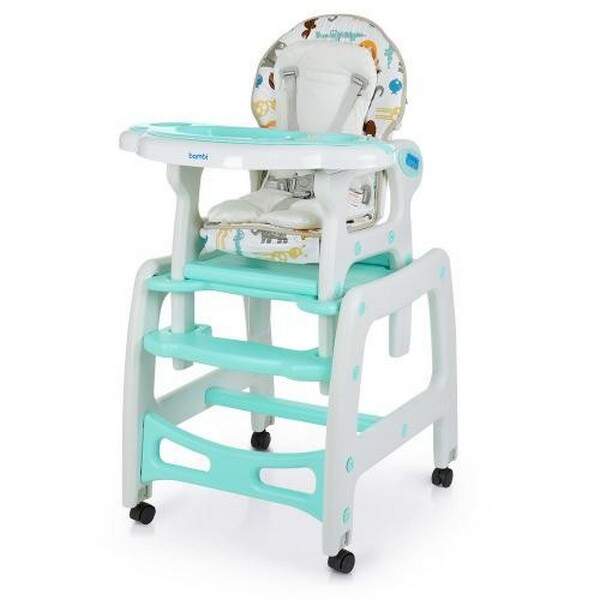 Стільчик M 1563 Animal Mint (1шт) для годування, 2в1 (столик зі стільч), 5-ти точ, матрацик (шт.)