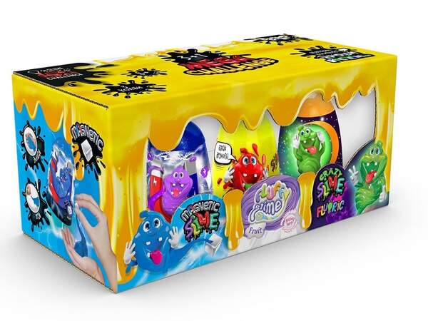 В'язка маса "3 в 1 "Magnetic Slime", "Fluffy Slime", "Crazy Slime Fluoric" укр (8) SLM-14-01U (шт.)