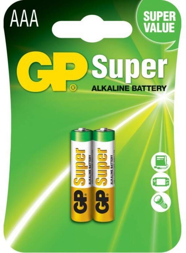 Батарейка GP SUPER ALKALINE 24A-U2 лужна LR03, AAA ЦІНА ЗА БЛІСТЕР (шт.)