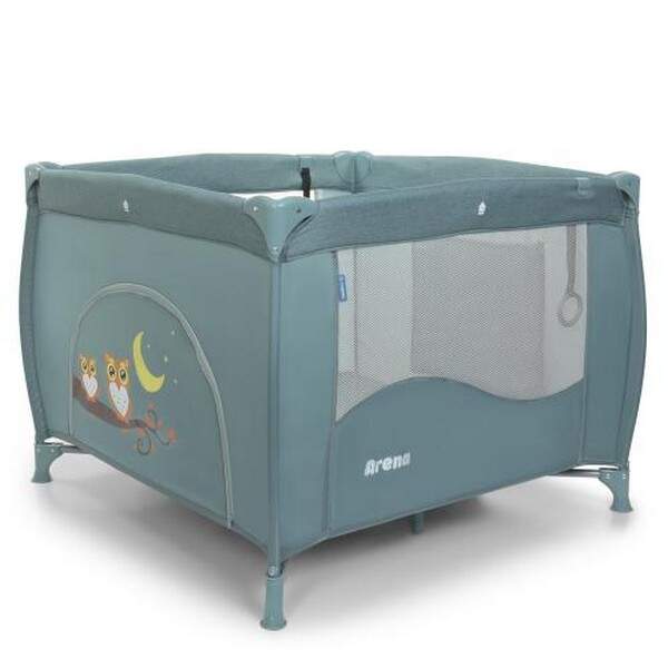 Манеж ME 1030 ARENA Jade Green Len (1шт) квадратний дитячий, вхід-змійка, кишеня, кільце 2шт, льон, (шт.)
