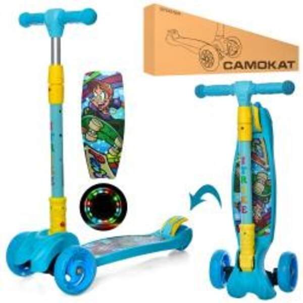 Самокат JR 3-060-11-BL (1шт) MAXI,кол3штПУ,2пер120мм-св,кермо,скл,кольор.кермо67-79см,малюн,синій. (шт.)