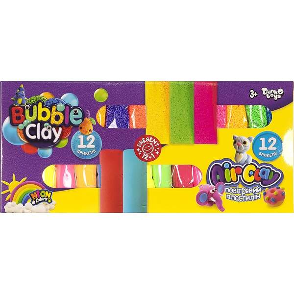 Креативна творчість "Air Clay+Bubble Clay" 12 шт+12 шт укр (12) ARBB-02-01U (шт.)