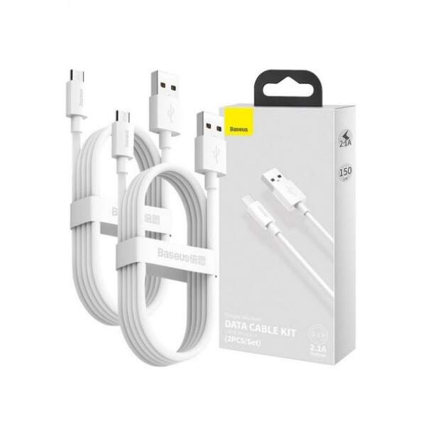Кабель Baseus Simple Wisdom Data Cable Kit USB to Micro White  (TZCAMZJ-02) (шт.)
