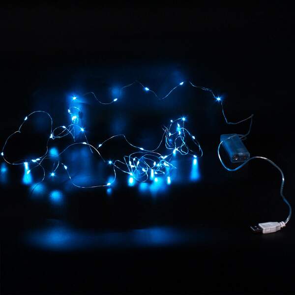 Xmas гірлянд 50 Led 5M (Copper) на мідному дроті (Крапля роси) B BLUE від батарейок + USB (300) 7745 (шт.)