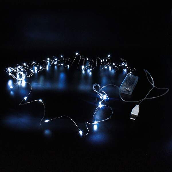 Xmas гірлянд 50 Led 5M (Copper) на мідному дроті (Крапля роси) W WHITE від бат + USB (300) 7743 (шт.)