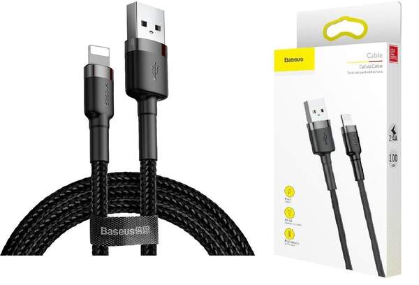 Кабель Baseus Kevlar Cable Lightning - USB 1.0 м 2 A Black (CALKLF-BG1) (шт.)