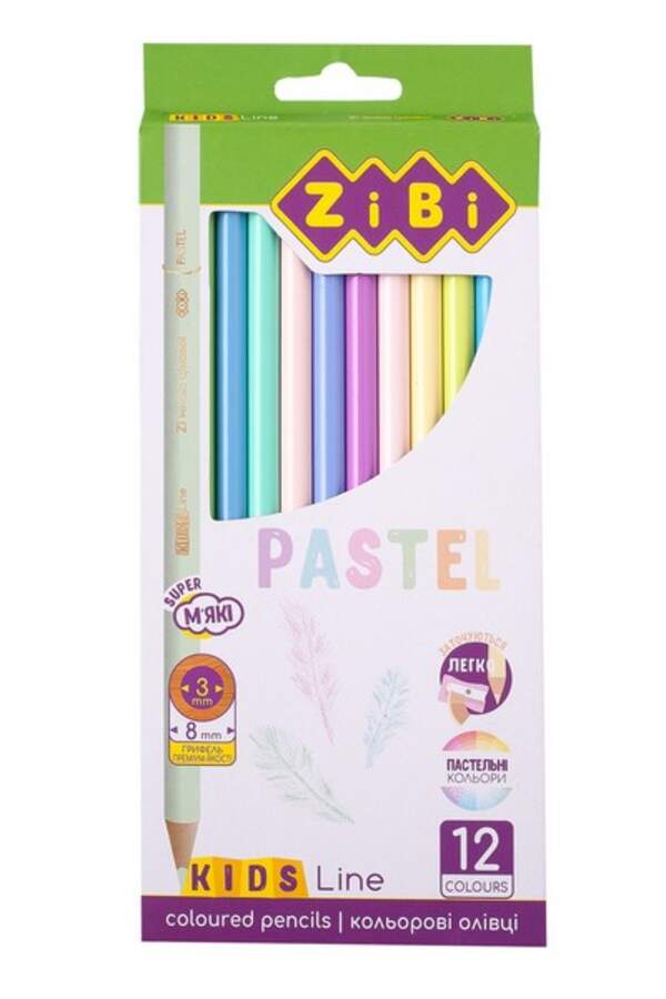 Олівці кольорові Pastel, 12 шт., KIDS LINE ZB.2470 (шт.)