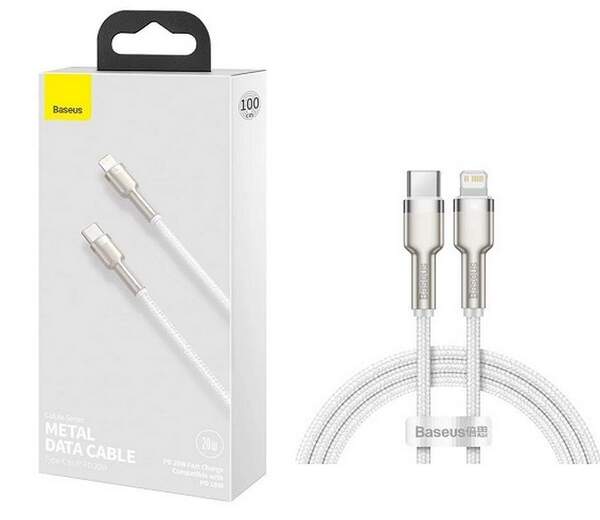 Кабель Baseus Cafule Metal Type-C to Lightning PD 20W 1 м White (CATLJK-A02) (шт.)