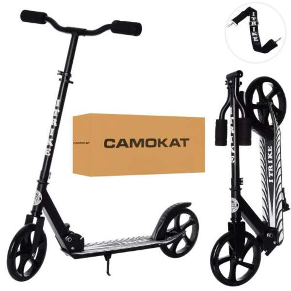 Самокат SR 2-010-10-B-B (1шт) алюм+сталь,2колПУ200мм,кермо87/96см,підніж52/30-11см,підстав,склад,чор (шт.)