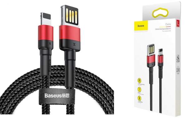 Кабель Baseus Cafule Cable USB for Lightning Special Edition 2.4 A 1 м Red/Black (CALKLF-G91) (шт.)