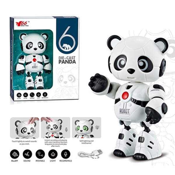 Тварина MY66-Q1206 (16шт) панда 13см, акум, USB, повторює, звук, світло, функція запису, кор,18-14-7 (шт.)