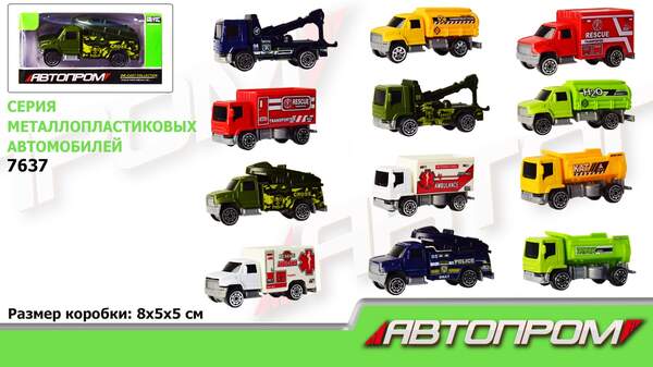 Машина мет. АВТОПРОМ арт. 7637 (288шт/2) 1: 64,12 видів, короб. 8*5*5см (шт.)