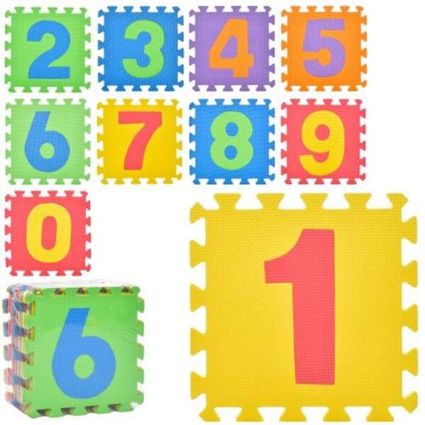 Килимок Мозаїка M 0375-2 (12шт) EVA, цифри, 10деталей, 30-30см, пазл, в кульку, 30-30-8см (шт.)