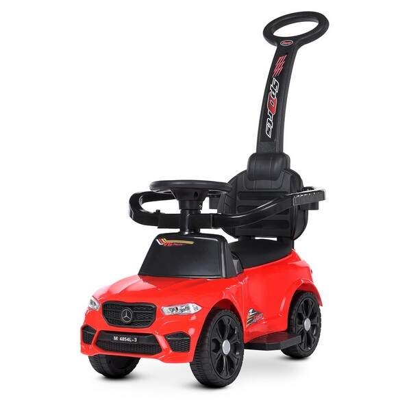 Каталка-толокар M 4854L-3 (1шт) батьківська ручка, музика, світло, MP3, USB, шкіра, червоний (шт.)