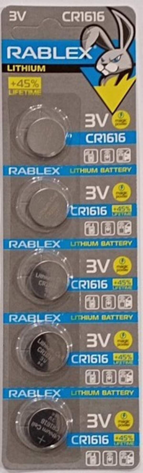 Rablex CR1616  3V blister card/5 pcs/100/2000/ (шт.)