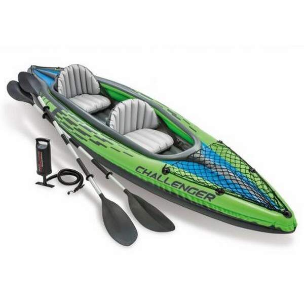 Човен 68306 (1шт) CHALLENGER K2 KAYAK,351-76-38 см, до 180кг, 2чол, 2 алюм.весла - 218см, 68614 насо (шт.)