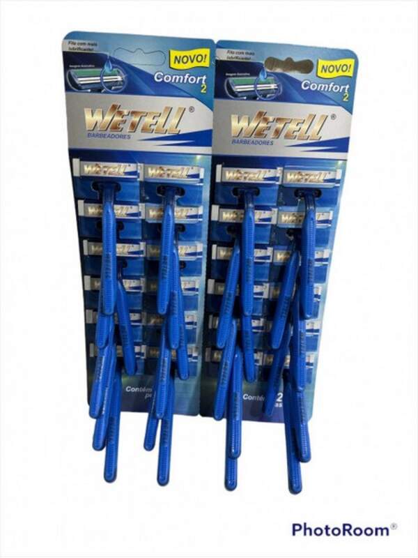 Бритва 2леза син. WETELL з ручкою 1шт/карток/24шт на листі WT82826 AZ-01BLUE (1728) (шт.)