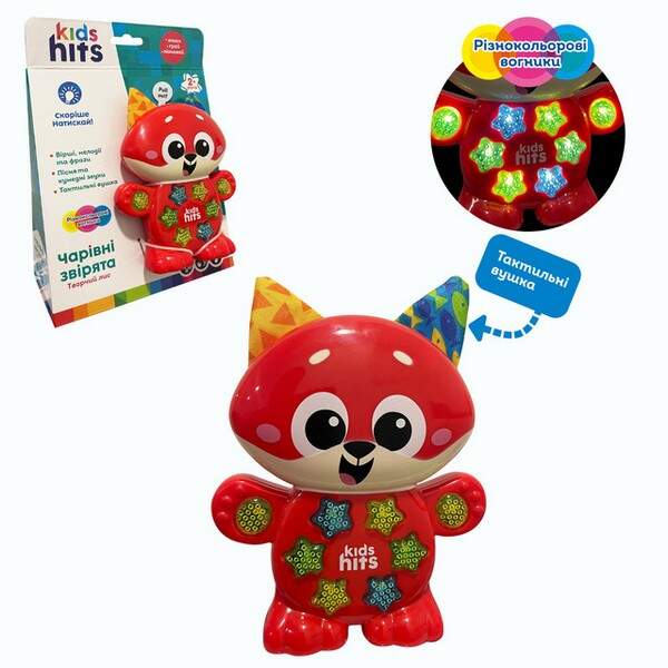 Муз. розв.Чарівні звірята Kids Hits арт. KH09/001 (24шт"Творчий лис", батар,тактильні вушка,вірші (шт.)