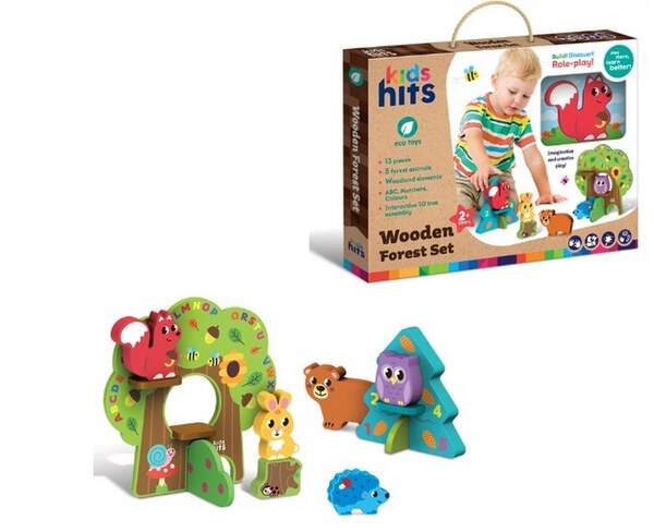 Дерев'яна іграшка Kids hits арт. KH20/009 (9шт) набір блоків Чарівний ліс13 дет. кор. 34*25,5*3,3 см (шт.)
