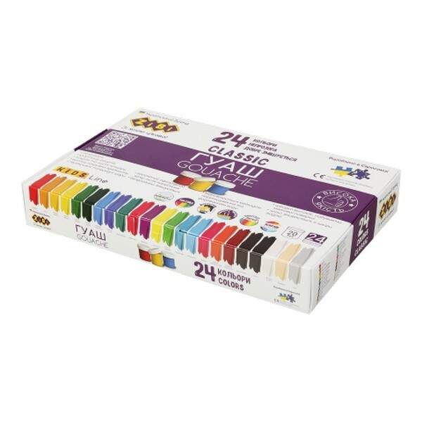 Гуаш CLASSIC 24 кол. х 20мл, в карт.коробці, KIDS Line ZB.6614 (шт.)