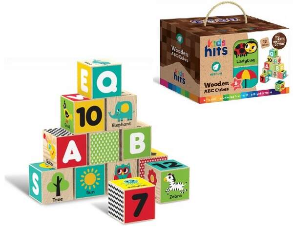 Дерев'яна іграшка Kids hits арт. KH20/030 (20шт) кубик 5см набір 12шт короб. 16,5*10,5*10,8 см (шт.)