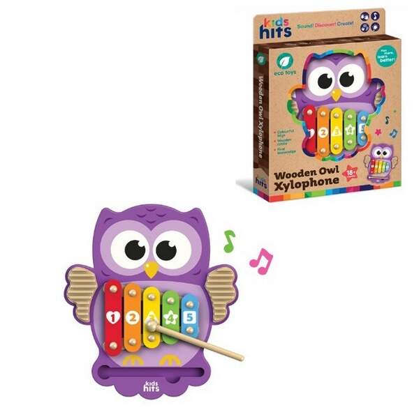 Дерев'яна іграшка Kids hits арт. KH20/019 (14шт) сова дерев. ксилофон кор. 23*30,5*3,4 см (шт.)