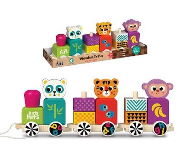 Дерев'яна іграшка Kids hits арт. KH20/021 (12шт) паровозик, короб. 37,8*13*10 см (шт.)