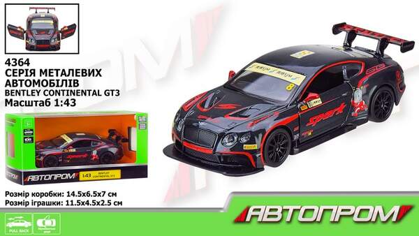 Машина мет. АВТОПРОМ арт. 4364 (96шт/2) 1:43 Bentley Continental GT3 Concept,1 колір,відкр. двері,ко (шт.)