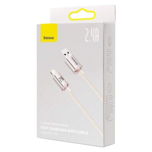 Кабель Baseus Crystal Shine Series Fast Charging Data Cable USB to iP 2.4A 1.2 м Pink (CAJY001104) (шт.)