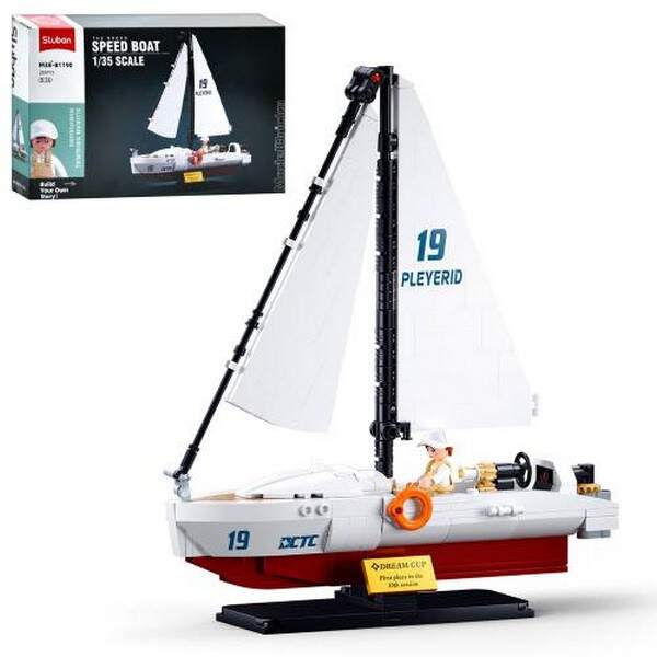 Конструктор SLUBAN M38-B1190 (16шт) морська серія, яхта, 20,9см, 1:35, фігурка, 260дет, в кор-ці, 38 (шт.)