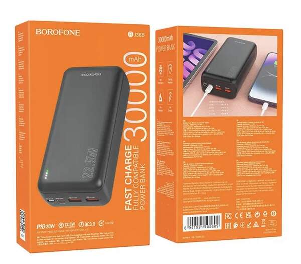 Універсальна Мобільна Батарея POWER BANK BOROFONE 30000MAH BJ 38B (24) 1790 (шт.)