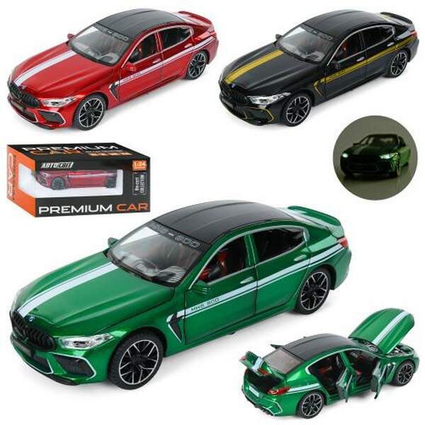 Машина AP-2032 (12шт) АвтоСвіт,1:24,метал, інерц,21см,звук,світло,відчиняються двері/капот/багажник, (шт.)