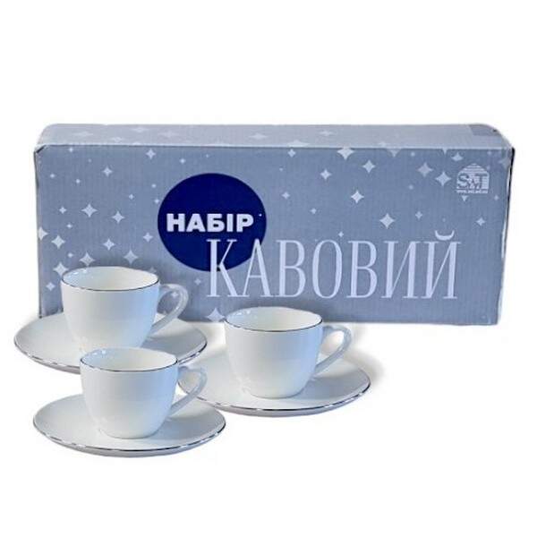 1453-4 Сервіз кавовий 12пр Срібло (чашка 120мл, блюдце 13см) 1453-4 (шт.)