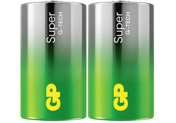 Батарейка GP Super Alkaline 1,5V (LR20) лужна 13A21-S2 пвх плівка 2 штуки в упаковці (2/20) (шт.)