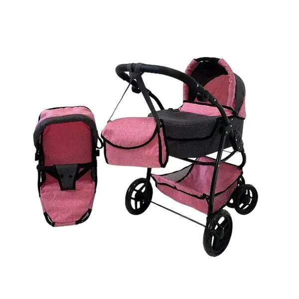 Коляска для ляльки 2в1 CARRELLO AVANTI 9662 PINK з сумкою метал.кор.60,5*18,5*38,5 /1/ (шт.)