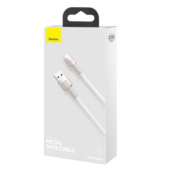 Кабель Baseus Cafule Metal Lightning 2.4A 2 м White (CALJK-B02) (шт.)