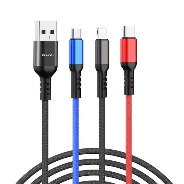 Шнур для моб. CL 971 AWEI 3 в 1 Lightning Micro + IP (500) 9164 (шт.)