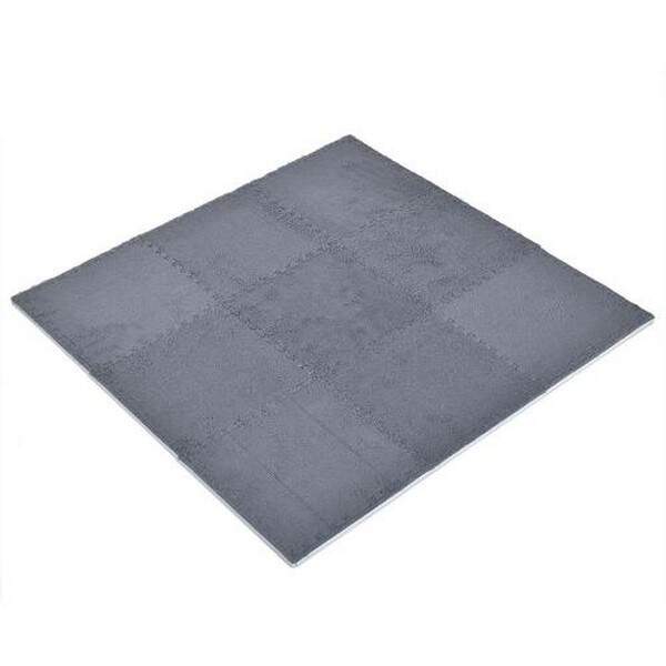 Килимок-пазл з плюшевим покриттям ME 1165 Gray Fur (10шт) 9шт (31х31х1см) у наборі, сірий, у пакеті, (шт.)