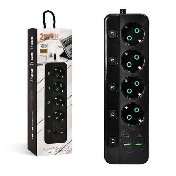 Подовжувач 3м (4р 2USB 2PD з вимк) 30.5*8.8*7.6см R95595 (60шт) (шт.)